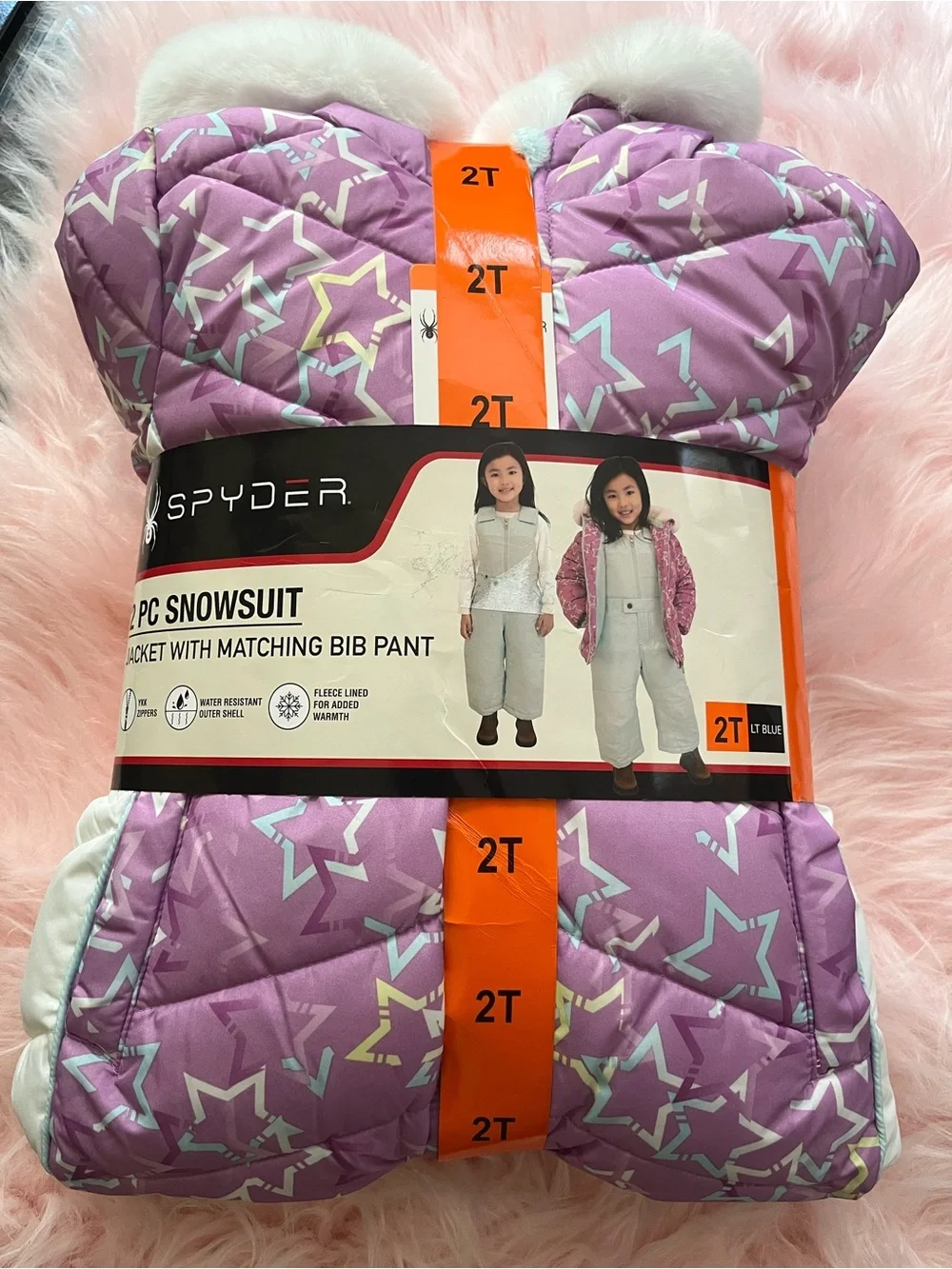 2pcs Spyder Purple Star Snowsuit and LT Blue pants- 2T